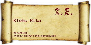 Klohs Rita névjegykártya