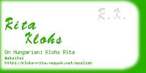 rita klohs business card